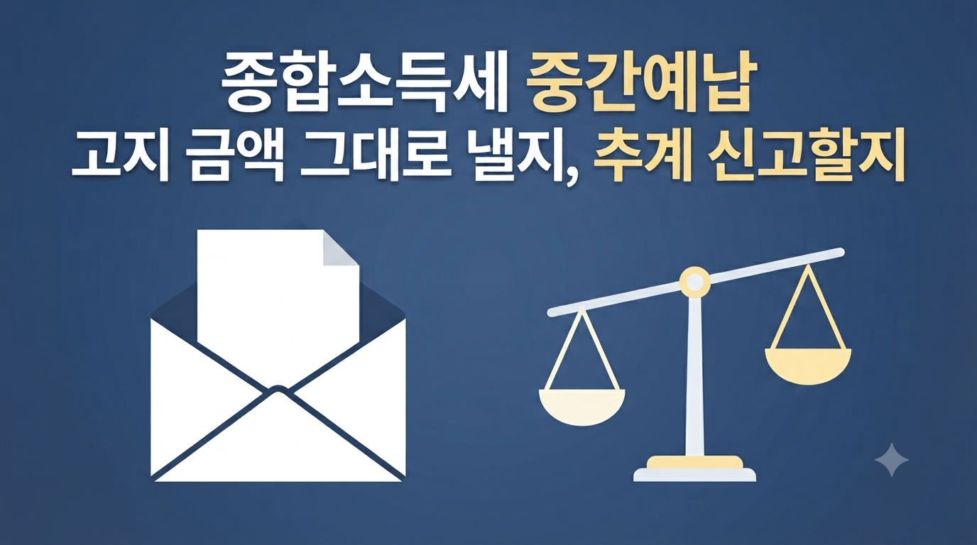 종합소득세 중간예납 고지서와 추계 신고 판단 기준 안내 이미지